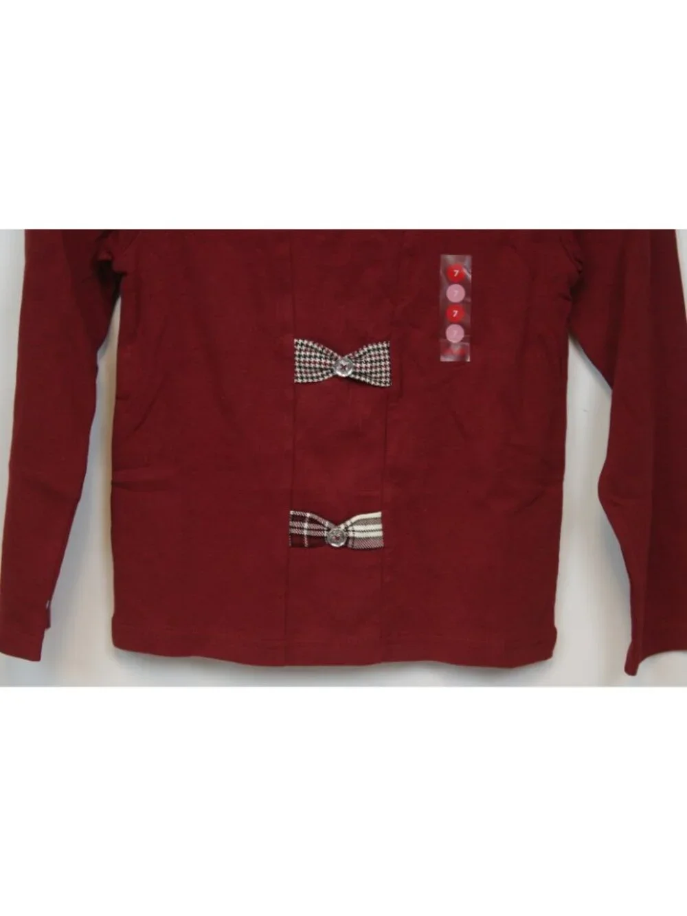 2006 Gymboree Family Portrait Dark Red T-shirt sz 7 Bows Sparkle Buttons Classic